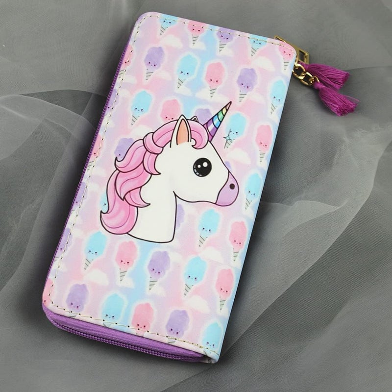 MayeBridge Cute Unicorn Purse Zipper Wallet Long Clutch Bag PU Leather For Girls Women - Image 2